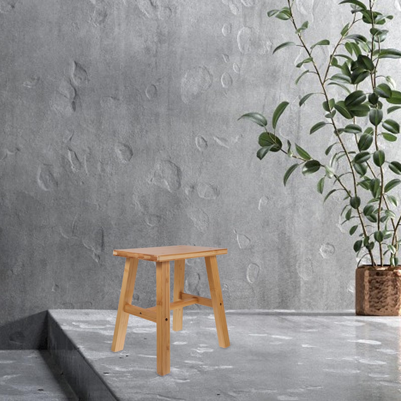 Taburete de Madera Pequeño para Cambiar Zapatos Banco de Bambú Natural Taburete Decorativo Multifunción para Baño y Hogar Resistente y Versátil