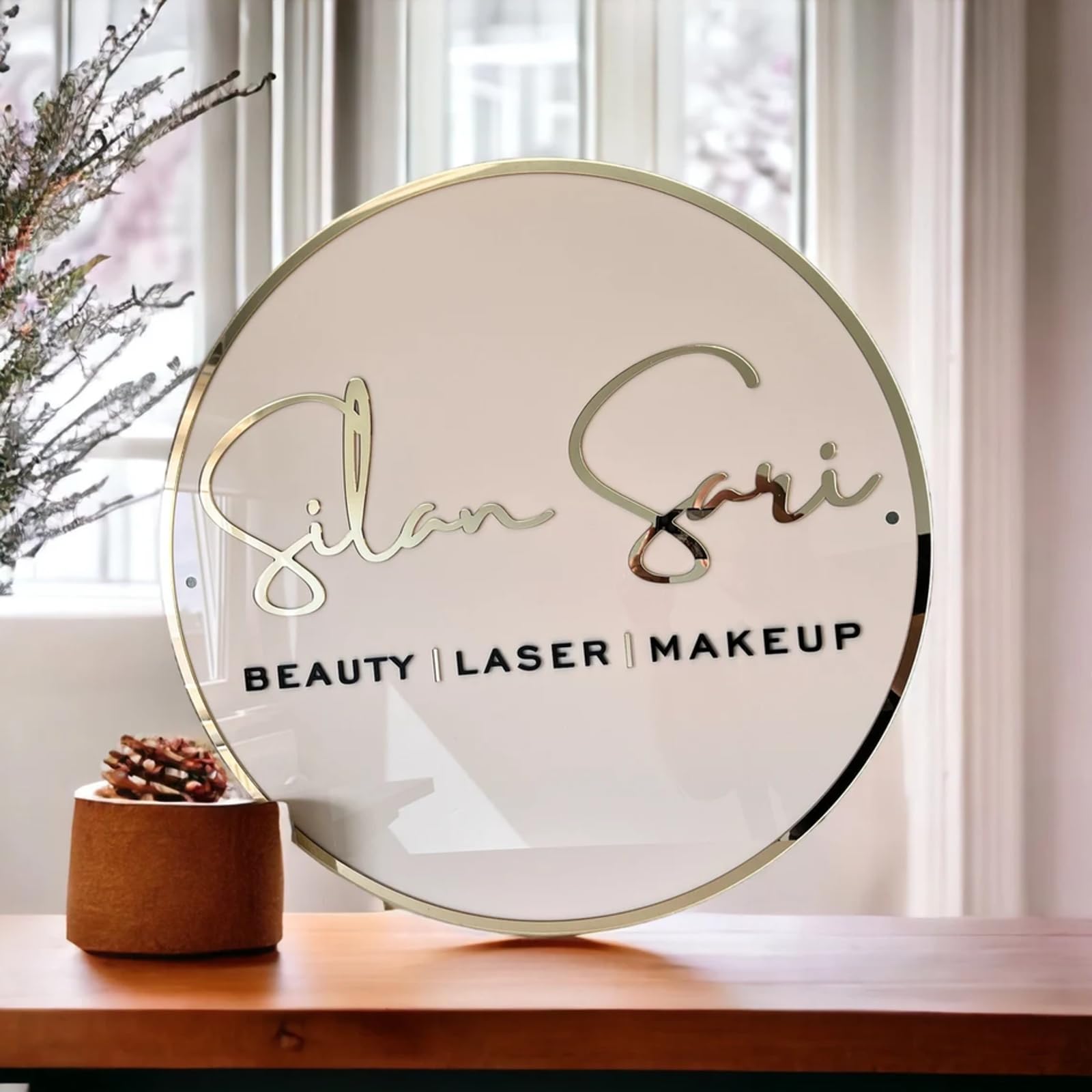 Personalisiertes Acryl-Business-Logo-Schild, 3D-Wandschild für Schaufenster, Büro oder Salon, 30,5–81,3 cm Größenoptionen (weiß)