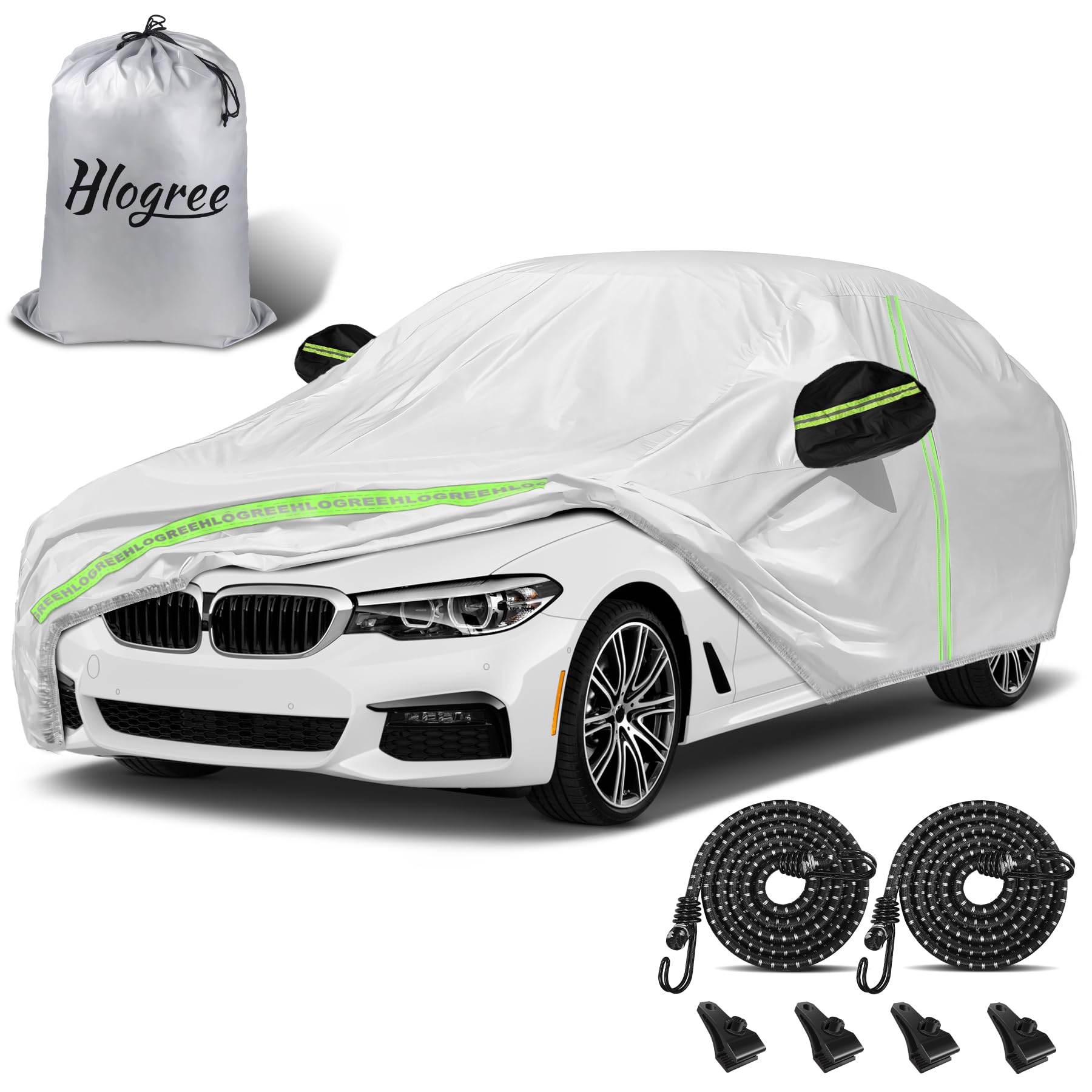 Car Cover Waterproof All Weather for Automobiles, Universal Fit Audi A6/A7/A8, Dodge Charger/Challenger, Lexus ES350, Volvo S90, Jaguar XJ, Cadillac Seville etc. (Fit Sedan, 192"-204")