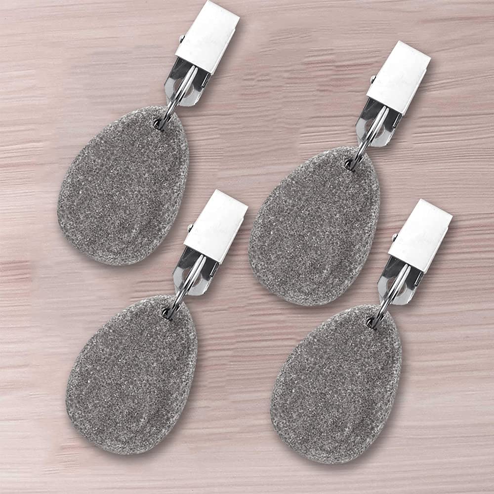 6 Poids De Nappe En Pierre Avec Clips Métal - Stabilisateur Nappe Extérieur Pour Jardin, Mariage, Pique-Nique - 4x4cm