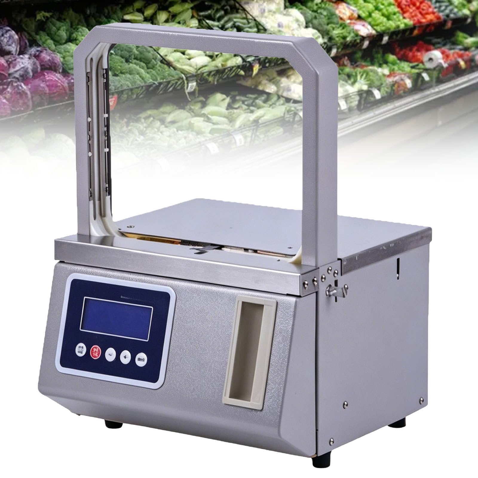 ylpddmm Automatic bundling machine professional machine photoelectric induction,vegetables Tape Strapper,Strapping Machine Small Supermarket Cross Binding Machine 12.6 * 6.6in