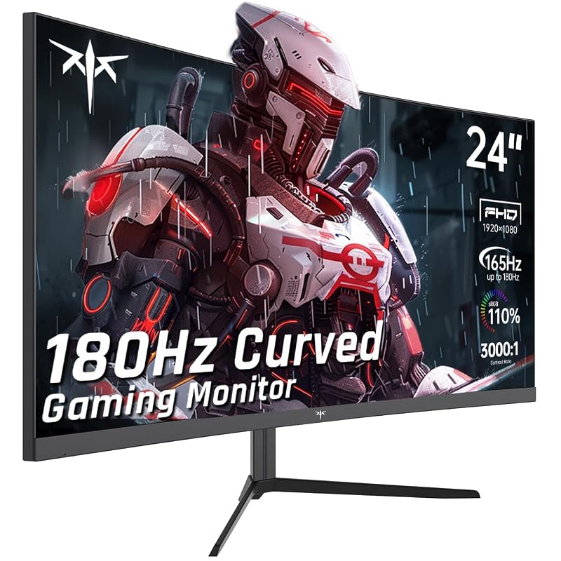 KTC Monitor de computador PC sem moldura (FHD 165Hz curvado, preto, 61.0 cm)