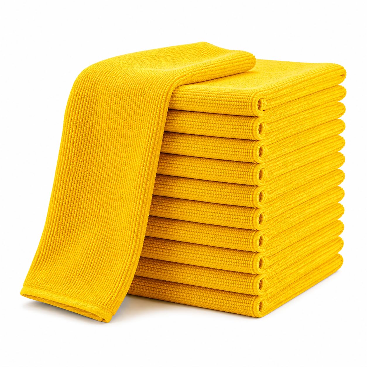 Microfiber Cleaning Cloths 40 x 40 cm – Ultra Soft, Absorbent, Lint-Free & Reusable Cleaning Towels for Kitchen, Car, Glass & Home | 10 pack | yellow |