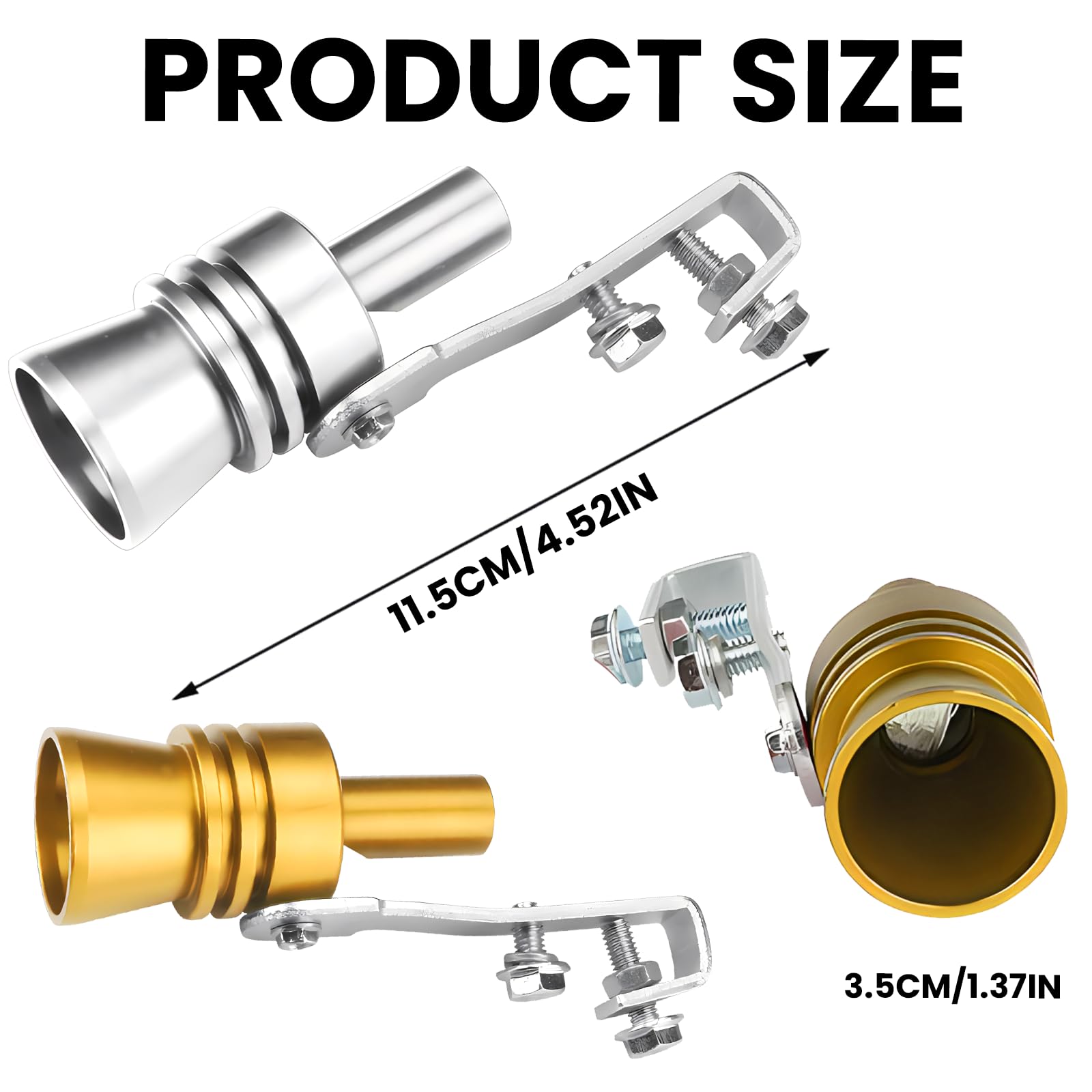 Suono Turbo Fischio Per Auto - 2 Pezzi In Alluminio, Nero+Argento, Universale - Foto 7