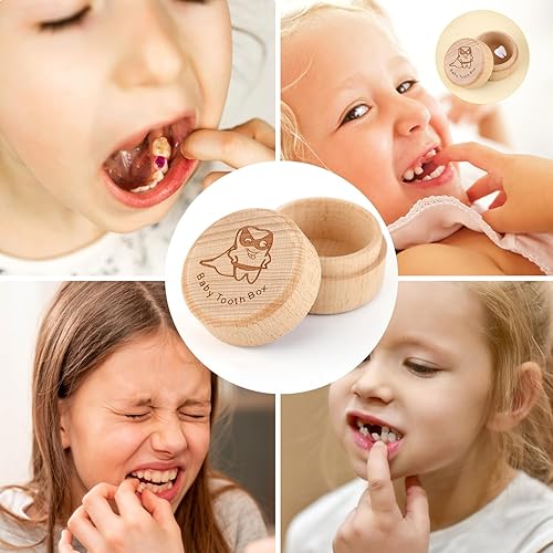 Miniatura 7 de Caja de madera para recuerdos de dientes, caja de almacenamiento de dientes de bebé, para la pérdida de dientes, para bebés, niños y niñas