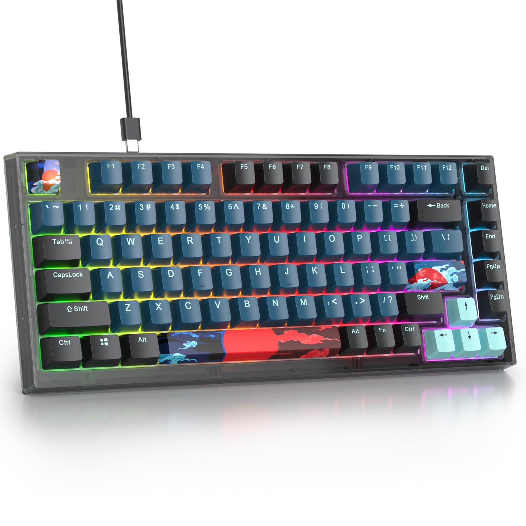 Fogruaden Wired 75% Percent Echanical Keyboard, RGB Backlit 75 Percent...