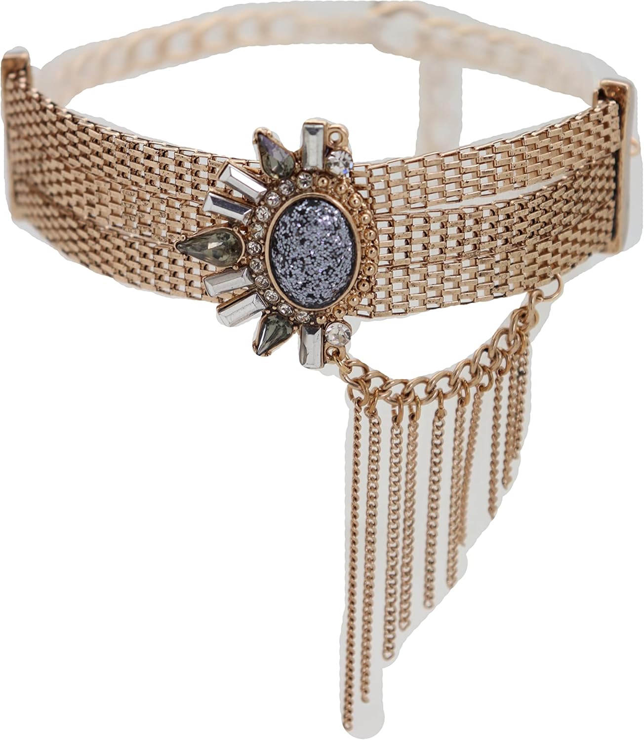 Women Western Fashion Jewelry Boot Chain Bracelet Gold Mesh Metal Sun Flower Bling Shoe Charm Side Tassel