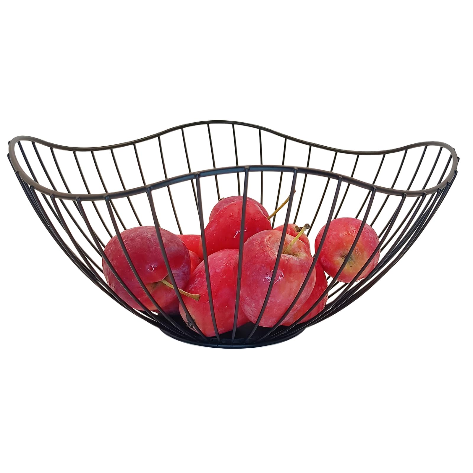 ORMANGO fruit basket for kitchen counter wire fruit basket counter fruit bowl fruit holder Home decoration bowl, Suitable for fruits, vegetables, bread (black)