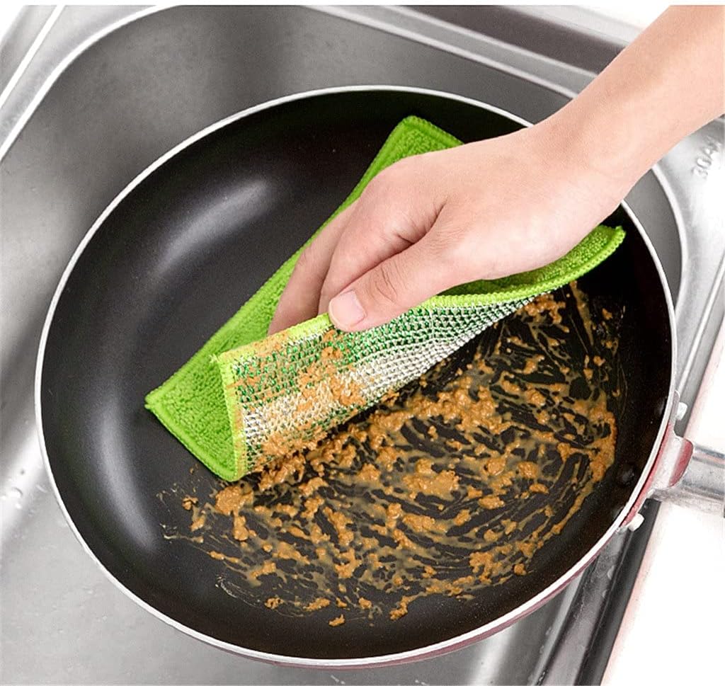 Washing Pan Scouring Pad Rag Sponge Dish Towel Wiping Cloth Fiber Three Dimensional Brush Dishwashing Block