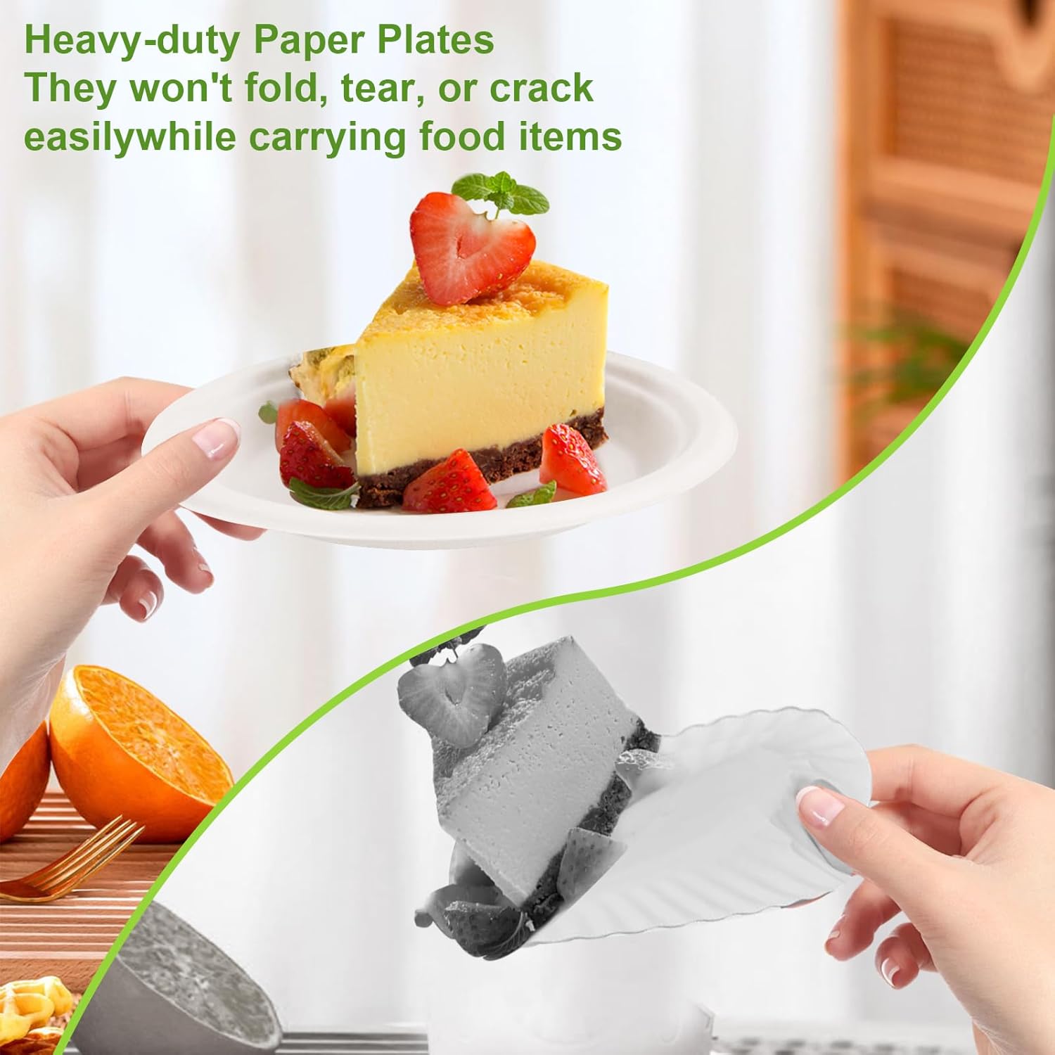 6 Inch Compostable Paper Plates - 150 Counts, Heavy-Duty Disposable Eco-Friendly Sugarcane Plates