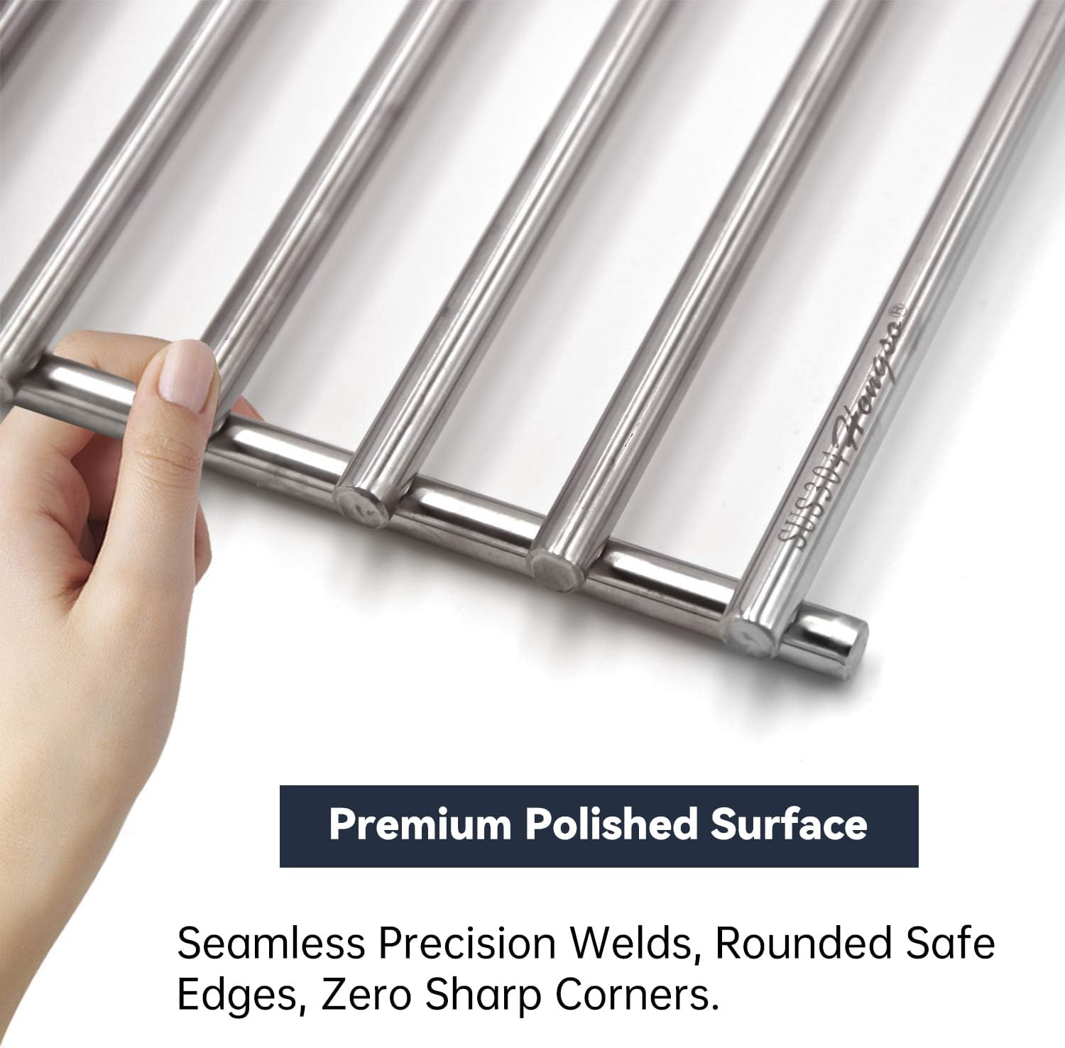 Hongso 17 3/16" X 13 1/2" Heavy-Duty 304 Stainless Steel Cooking Grates Replacement for Grillmaster 720-0697, Nexgrill 720-0697E, Uniflame GBC981W GBC981WBU Gas Grills