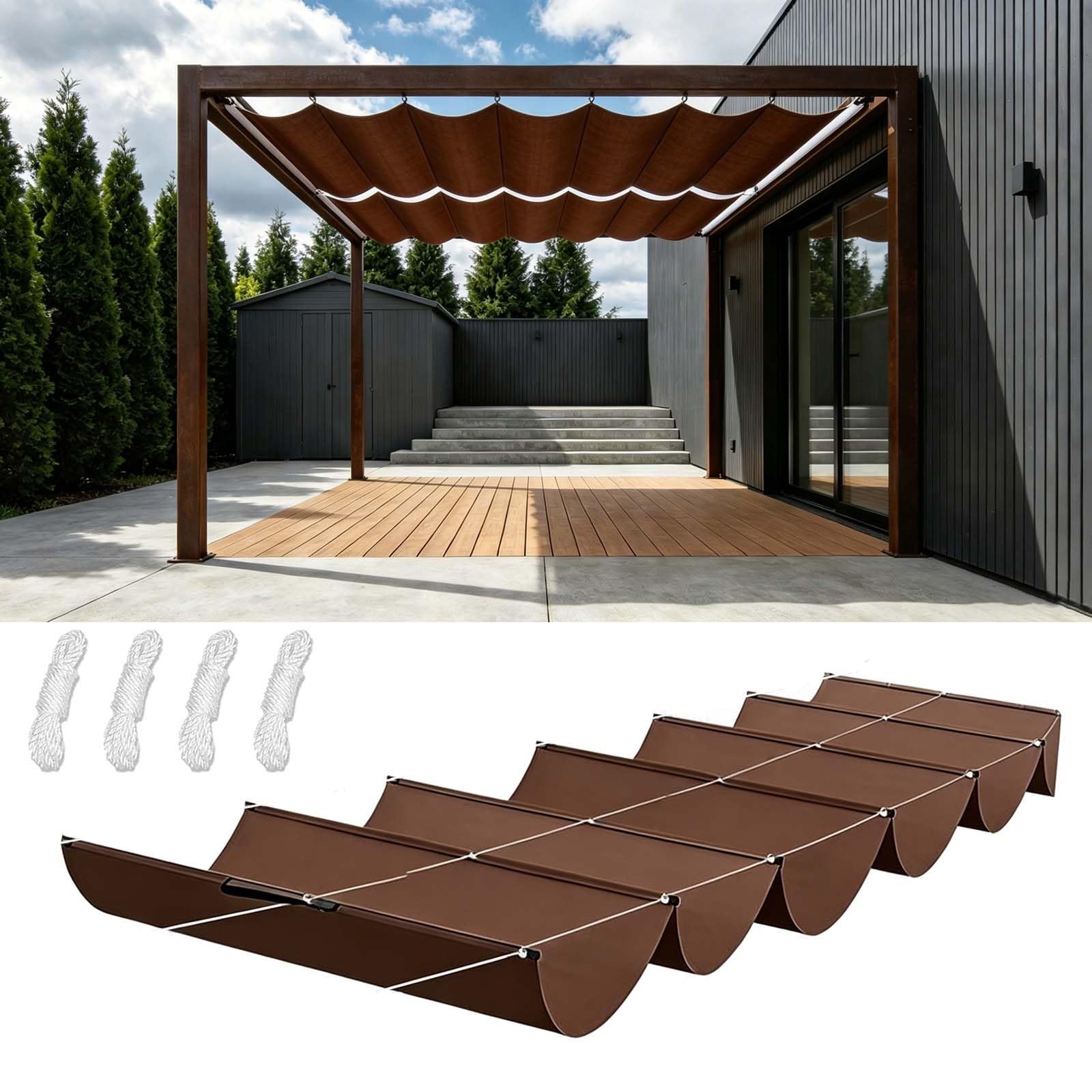 Bâche dombrage vague imperméable anti-UV 160 x 320 cm marron robuste