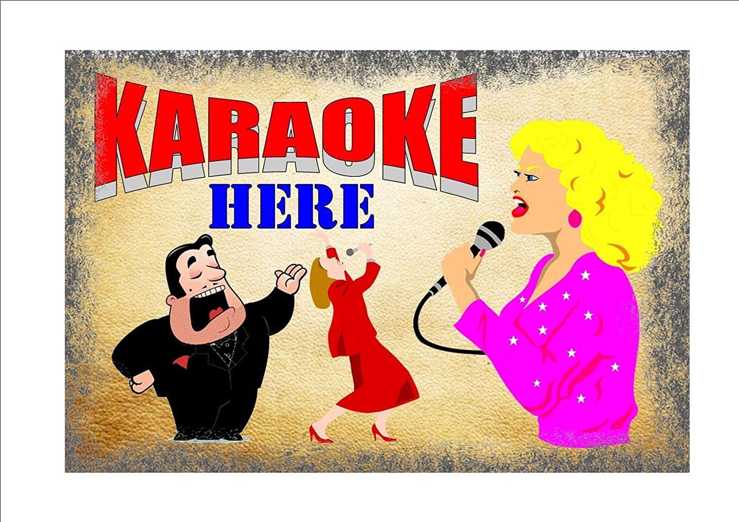 RIFOSA 12"x8" Karaoke Metal Sign Bar Room Sign Pub Sign House Sign House Rules Party Night