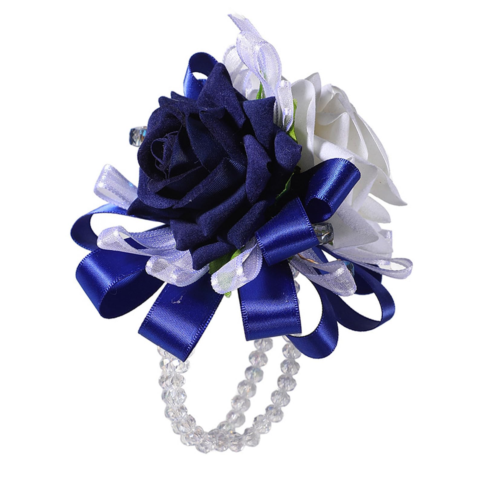 Buxuaaaa Blue And White Wedding Corsage And Wrist Flower Set For Bride Bridesmaid Groomsmen Formal Event Silk Floral Boutonniere Accessories Wedding Corsage For Bride