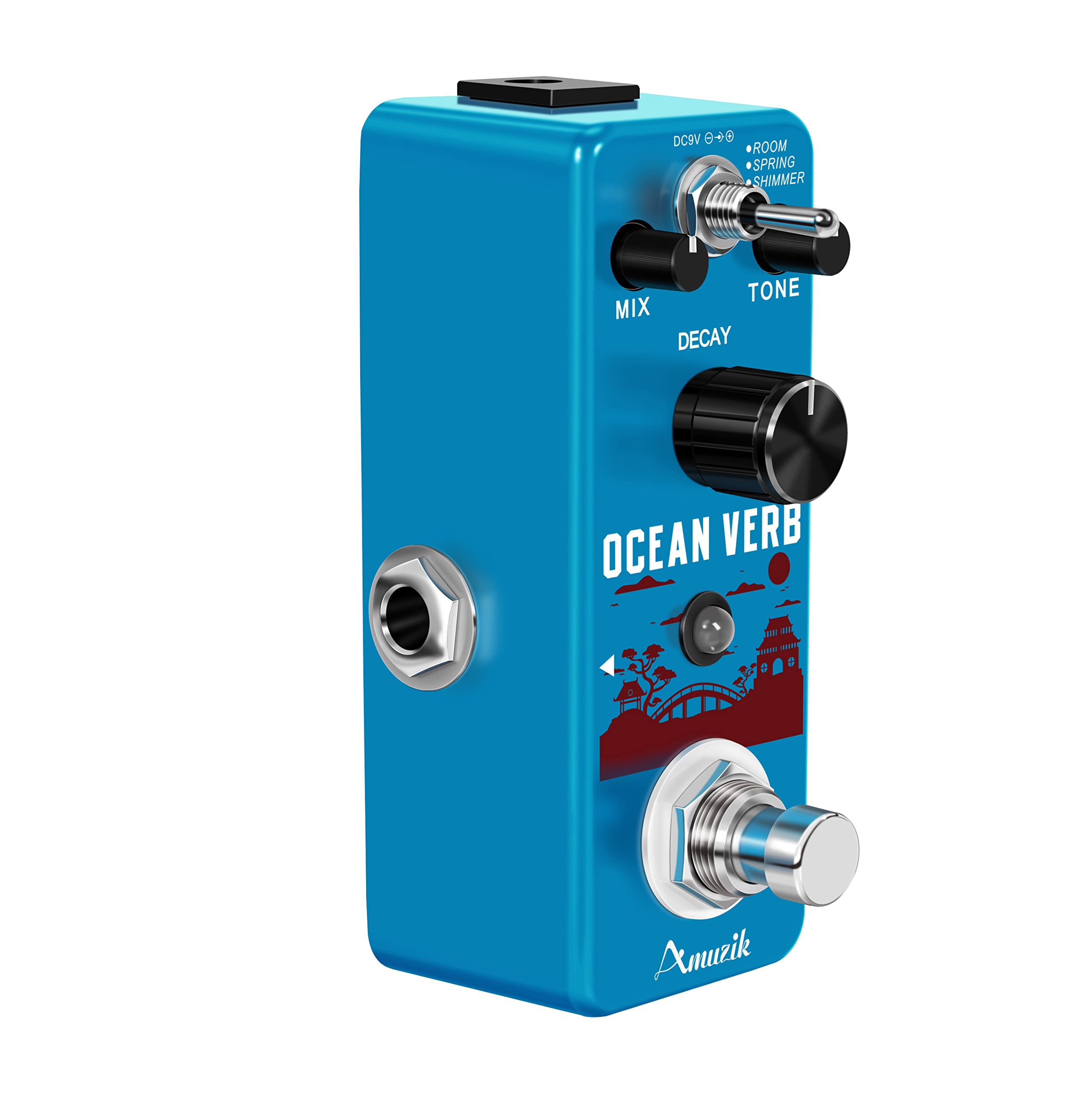Amuzik, Pedale per riverbero per chitarra elettrica, con riverbero digitale oceano, 3 modalità di riverbero, True bypass