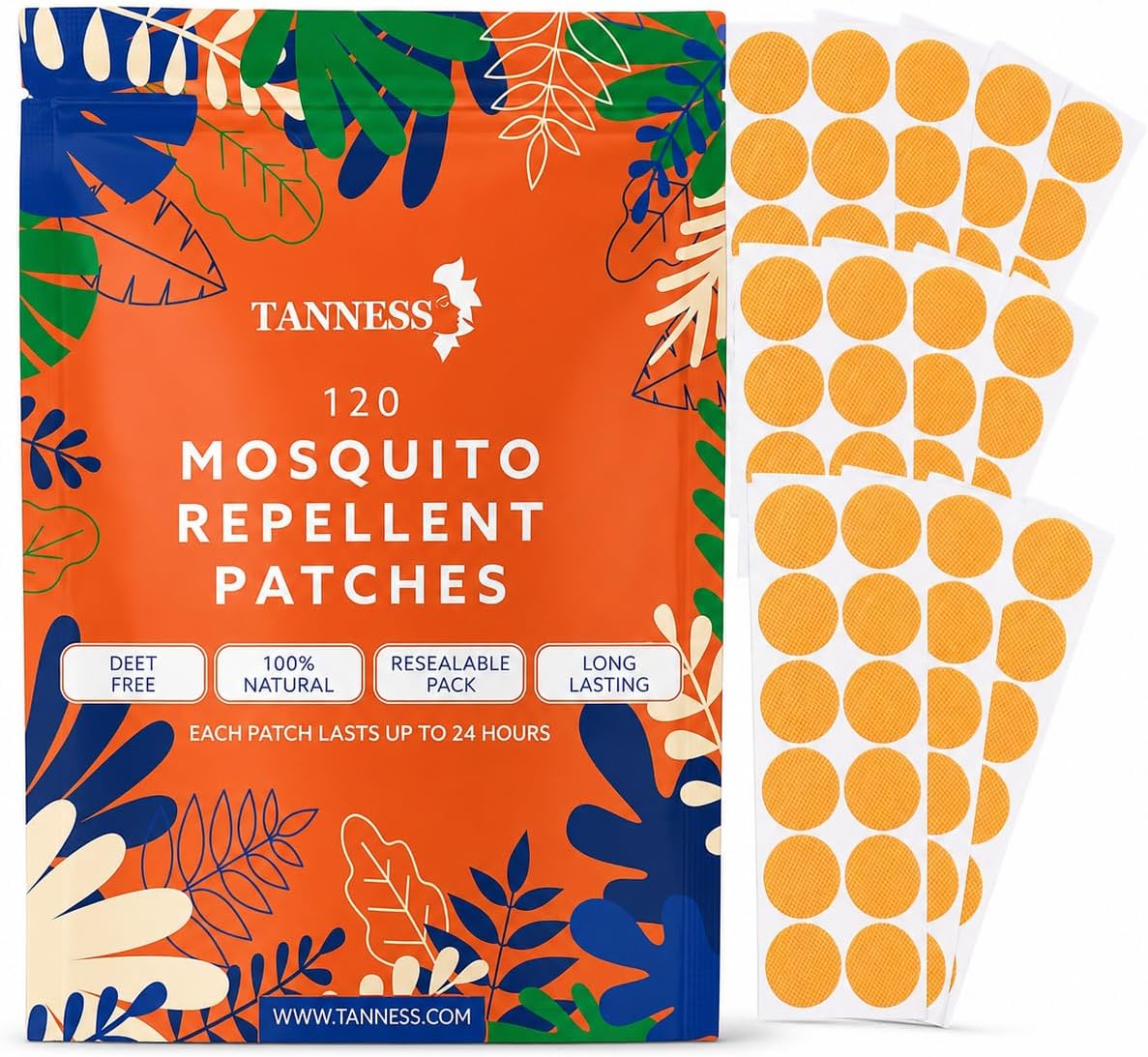 Mosquito Patches (x120) – Natural Insect Repellent, Designed to Repel All Types of Mosquito, Midge & Insects - The Mosquito Repellent Patches Offer 24 Hours Protection (2880 Hours per Pack)!