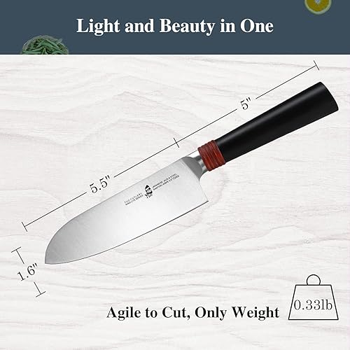 Miniatura 6 de TUO Santoku Knife 5.5 inch Small Kitchen Knife Pro Asian Chef Knife Cooking Knife for Vegetable Fruit and Meat, AUS-8 Stainless Steel with