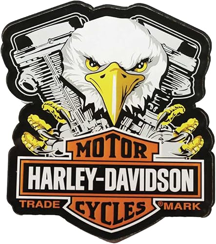 Harley-Davidson Imán de acrílico duro con águila arrebatada recortada - 4 pulgadas - negro