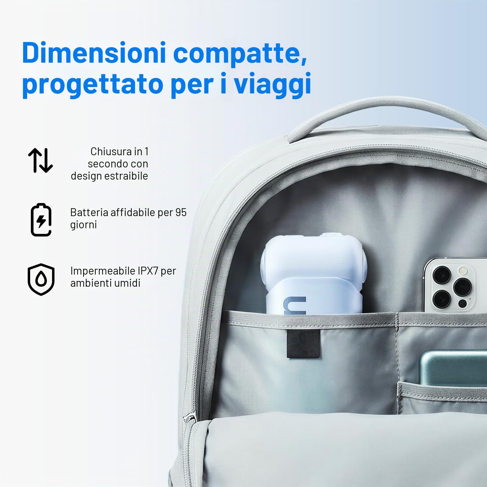 usmile C10 Idropulsore Dentale Portatile - 95 Giorni Durata Della Batteria, 4 Modalità Pulizia, Serbatoio da 180 ml, Impermeabile IPX7, Ideale per Viaggi, Parentesi Graffe, Impianti e Gengive