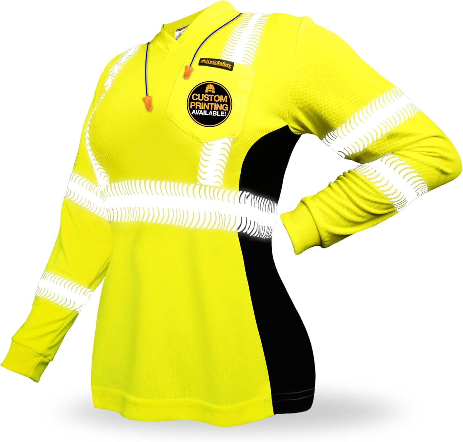 KwikSafety - Charlotte, NC - Vixen Hi Vis Long Sleeve Safety Shirt for Women [Angel Hair Reflective Tape]