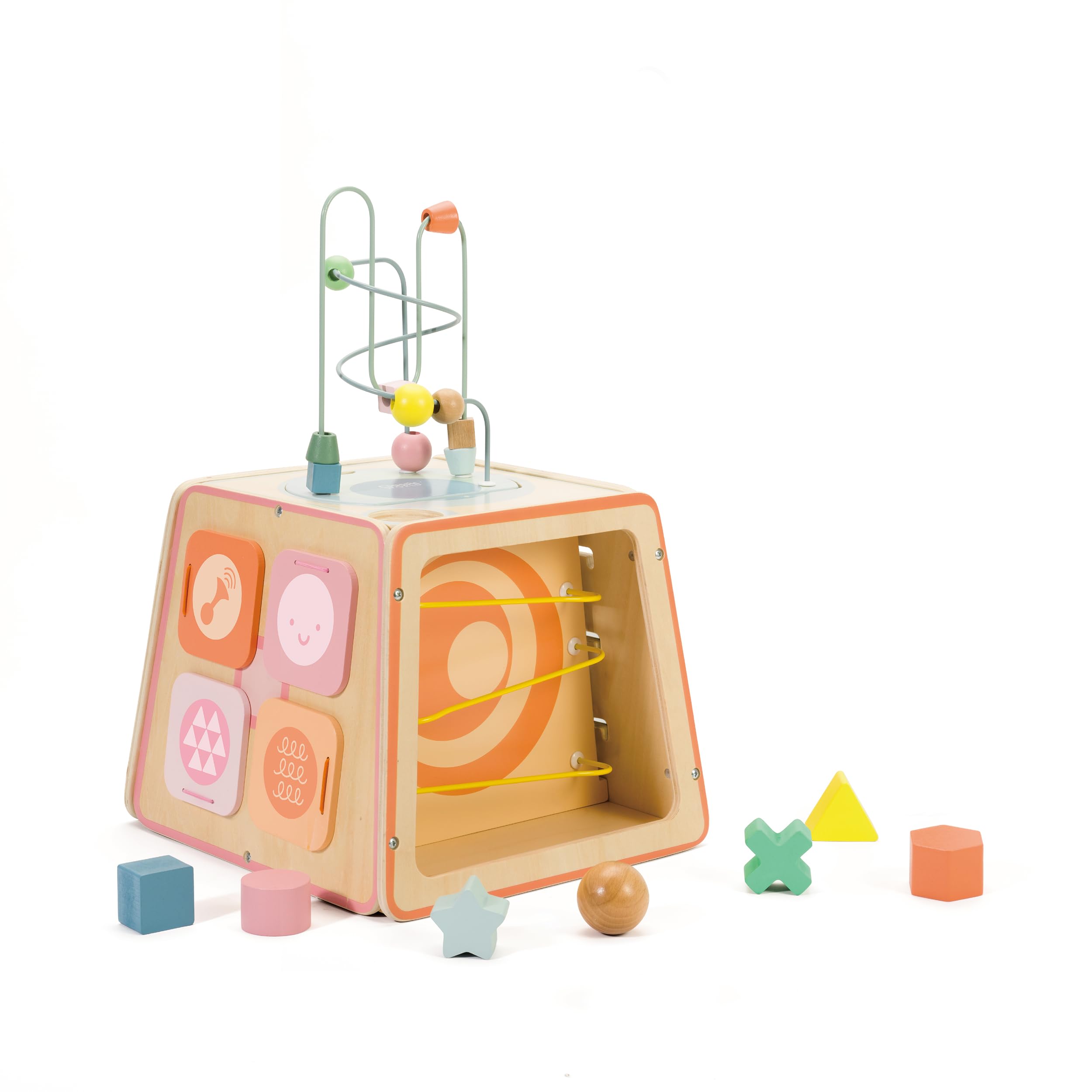 Classic World Cubo motorio Arty in Legno Multifunzione Giocattolo educativo per Bambini Cinque Lati