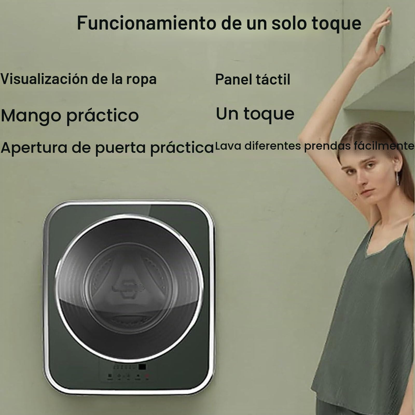Mini Lavadora Montada En La Pared Lavadora De Tambor Frontal Completamente Automática Portátil Capacidad De Lavado 3 Kg, Lavadora De Viaje for Dormitorios