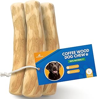 Set 3 of Coffee Wood Dog Chew Toy – Coffee Chew Stick for Large Dogs Under 80 lbs - Teeth Cleaning & Stress Relief – Safe, Durable & Eco-Friendly Dog Chew Toy (Large)