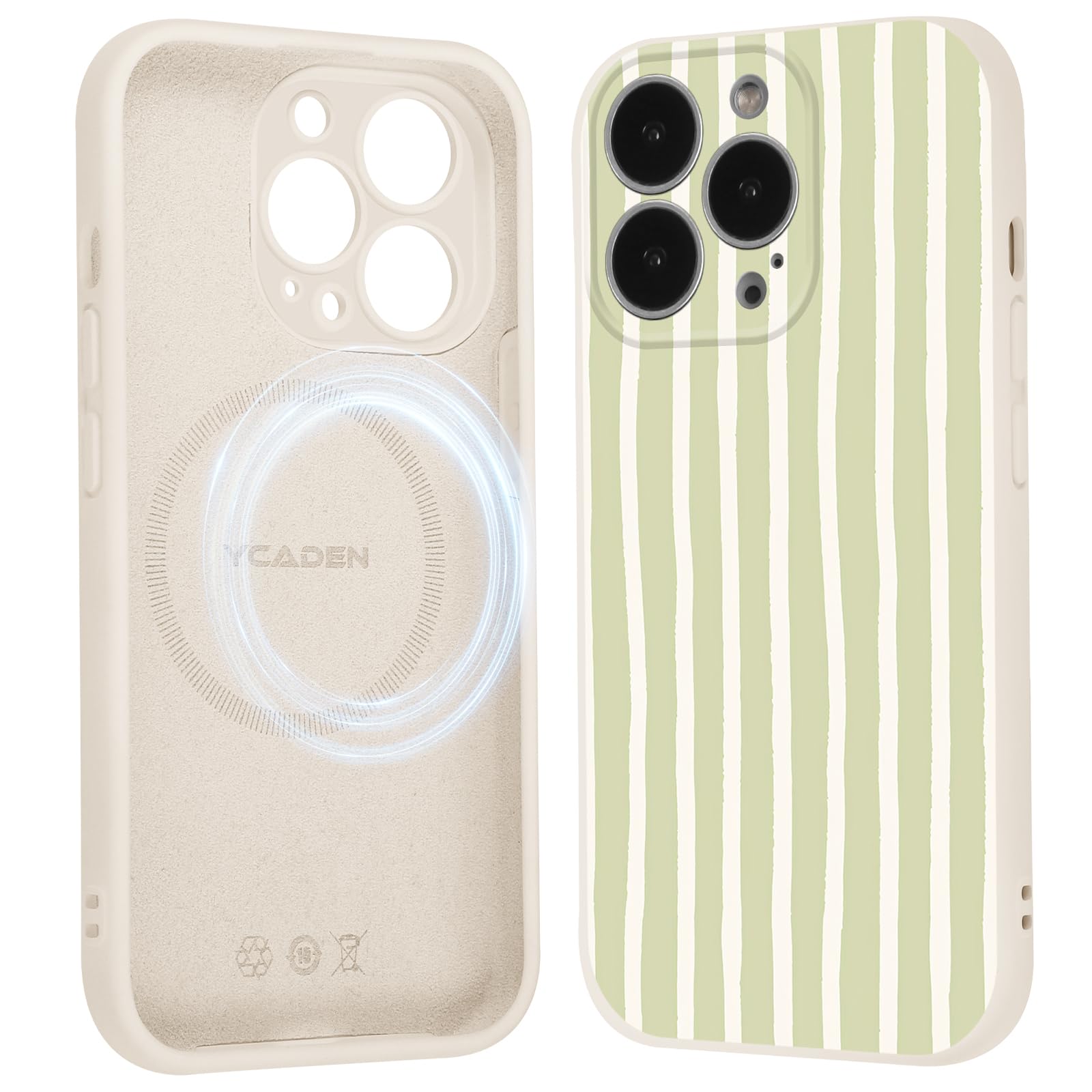 Coque iPhone 16 Pro Max MagSafe silicone vert à rayures - 8