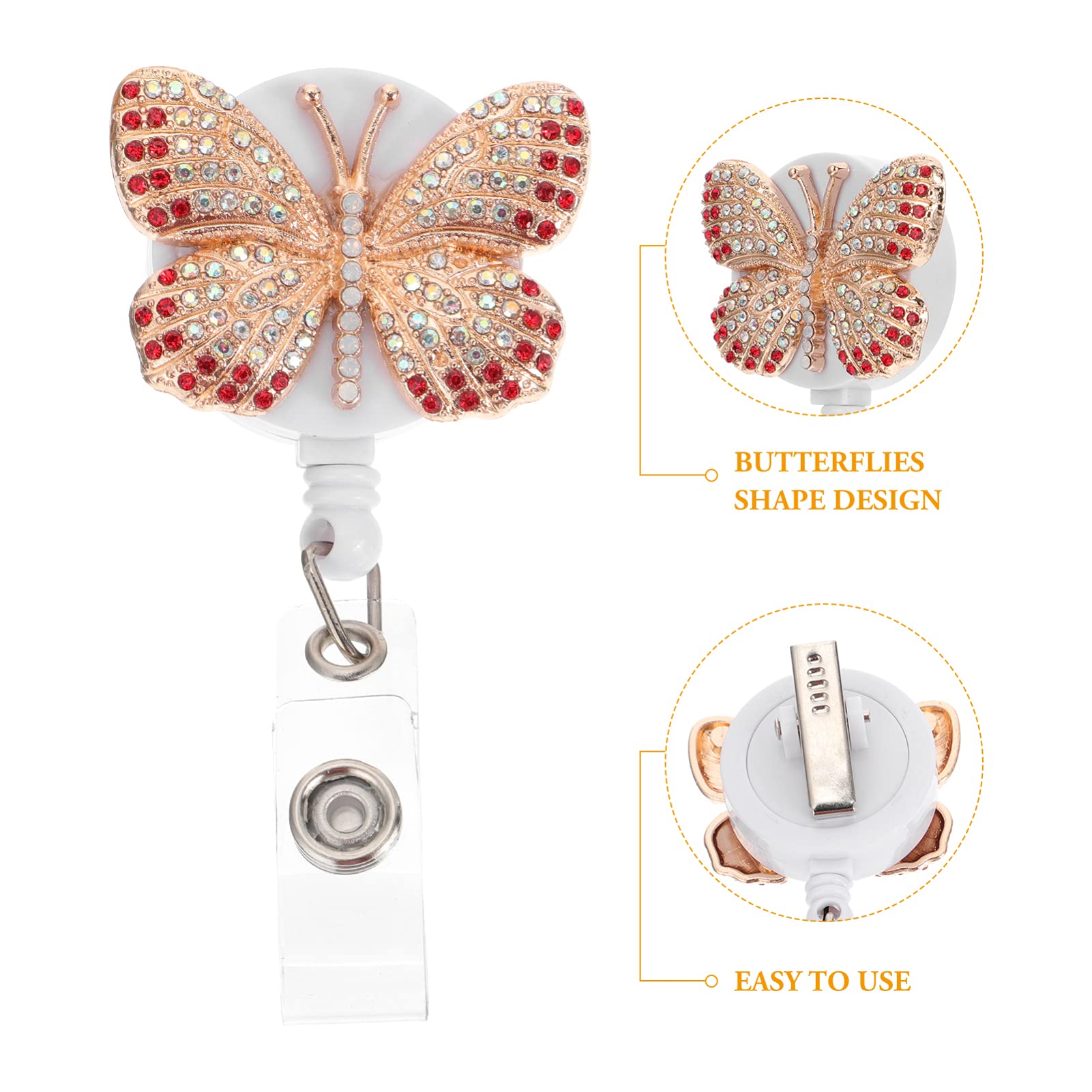 MAGICLULU 5pezzi Porta Distintivo Retrattile Con Clip Farfalla Per Tesserini e Badge Accessorio Ufficio Elegante e Pratico Facile Da Trasportare Protezione Per Id e Chiavi