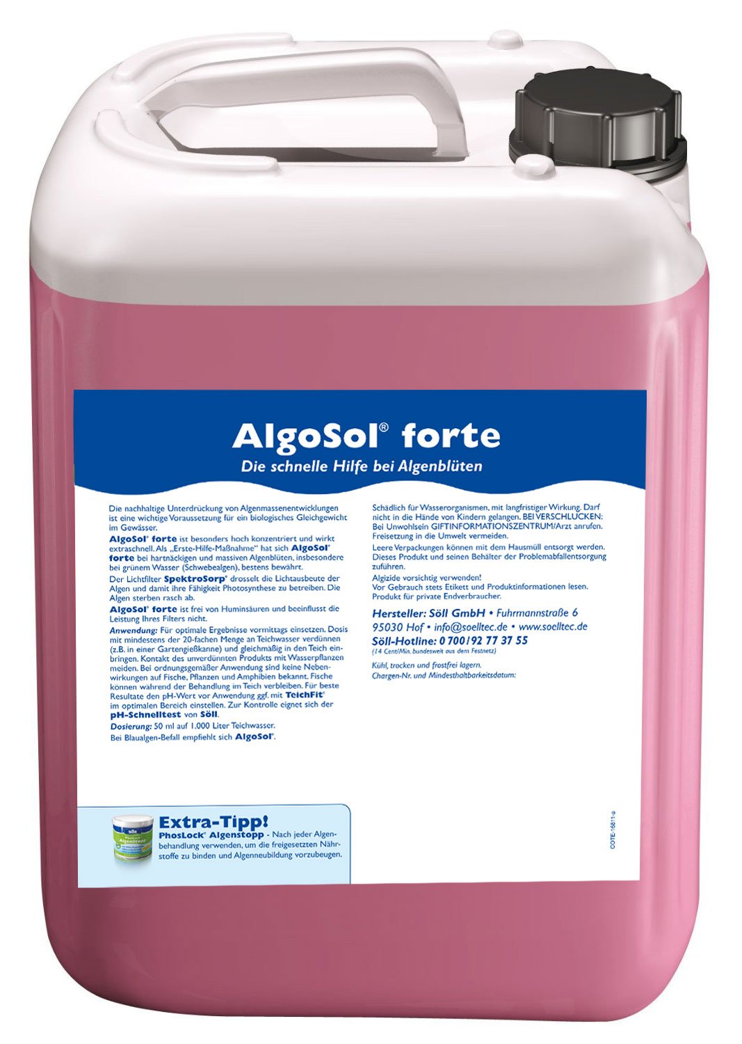 Söll AlgoSol forte 2,5 l – Hochkonzentriertes Algenmittel für Teiche