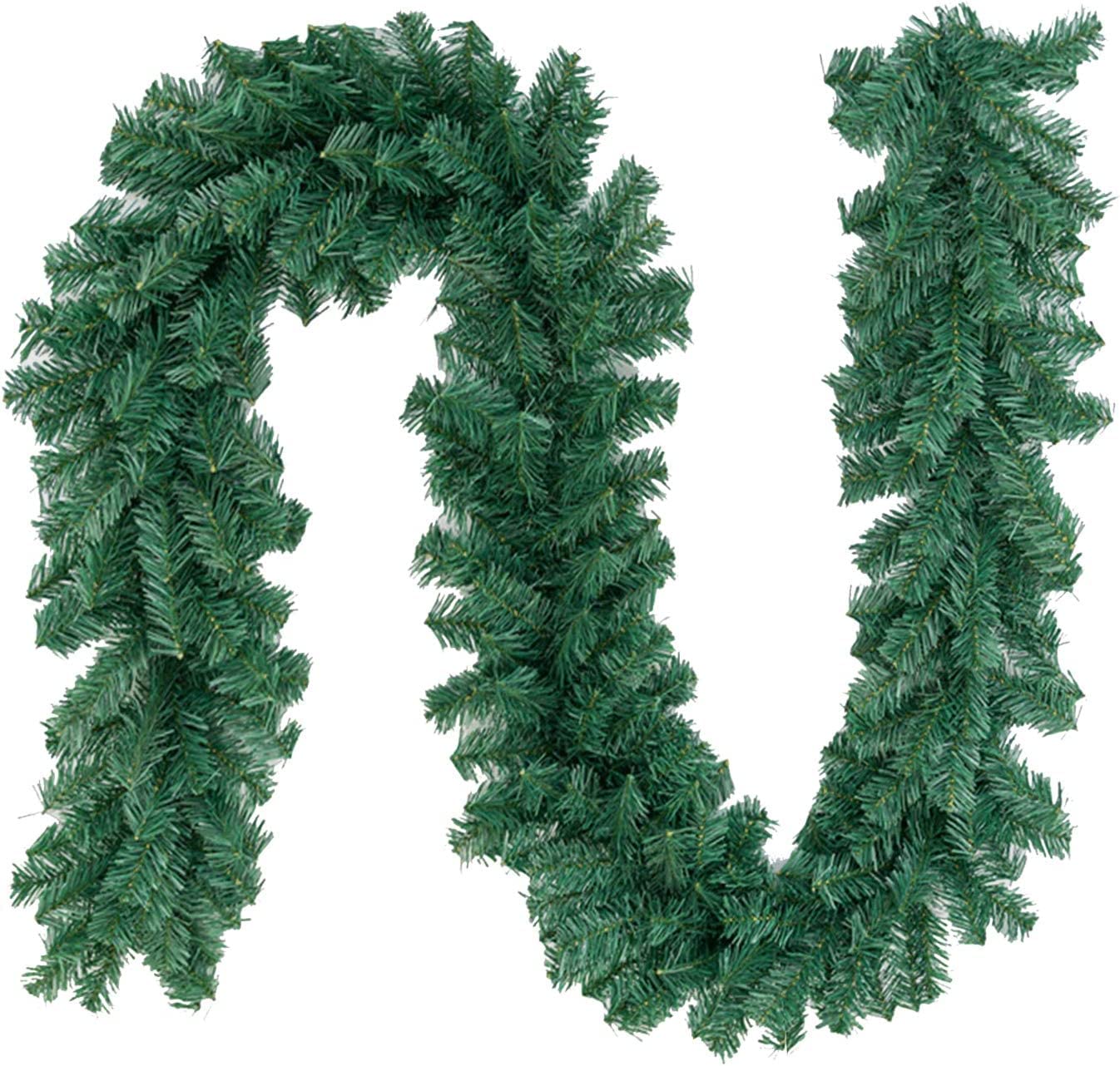 9 ft Christmas Green Garland, Premium Quality Greenery Twist Wreath Artificial Plant, Xmas Greenery Garland for Holiday Outdoor Indoor Home Party Decorations 1-Pack
