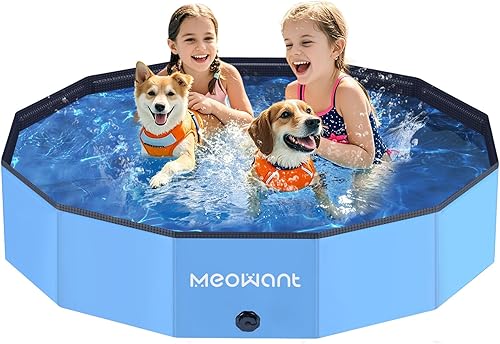 Miniatura 1 de Meowant Piscina plegable para perros, piscinas de plástico duro para perros grandes, piscina plegable de plástico para mascotas, bañera portátil