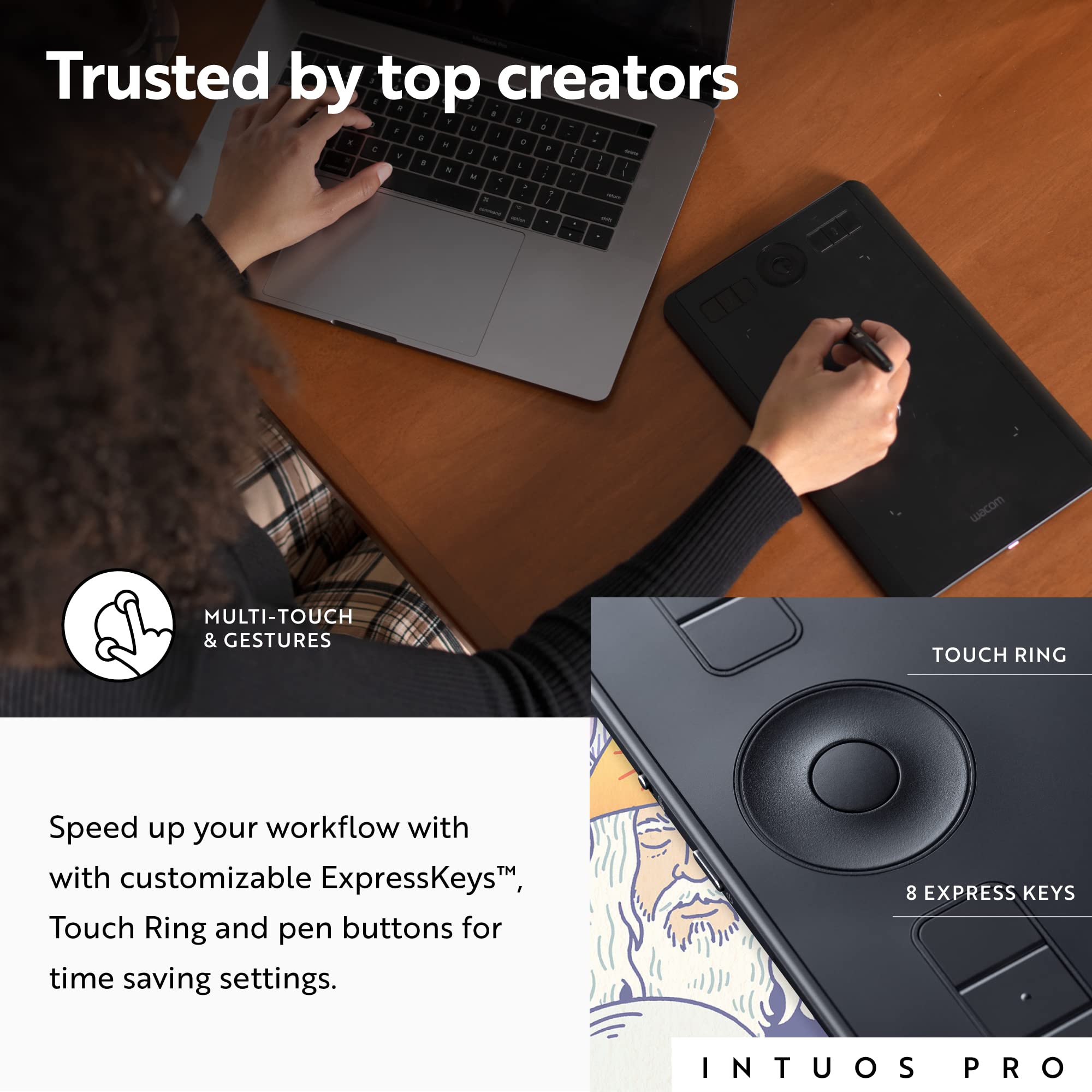 Wacom Intuos Pro Medium Bluetooth Graphics Drawing Tablet, 8 Customizable  ExpressKeys, 8192 Pressure…See more Wacom Intuos Pro Medium Bluetooth