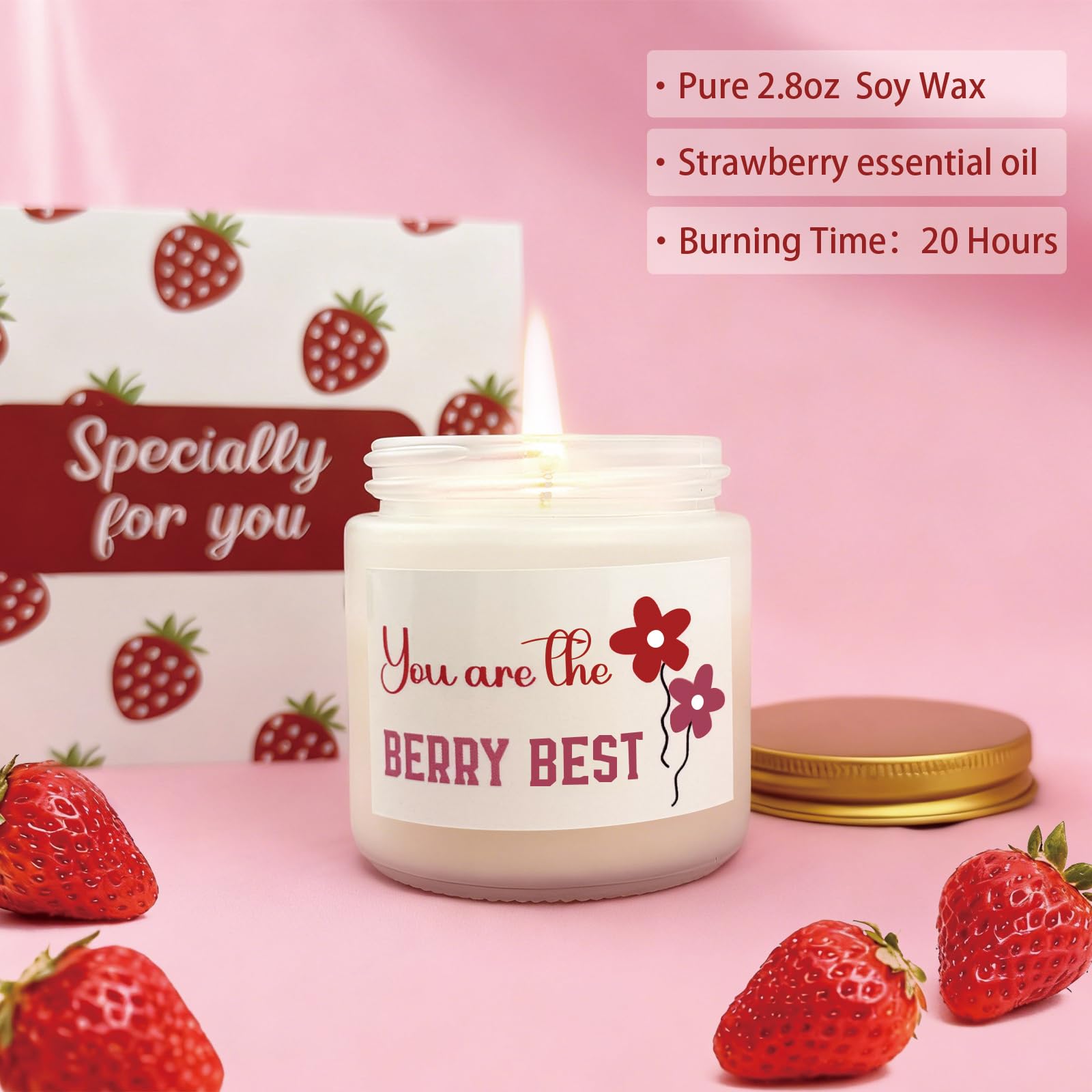 Strawberry Gifts for Women – 8 PCS Aesthetic Stuff Set for Her - Cute Birthday Gifts for Friends - Strawberry Accessories Set Includes Coffee Cup for Galentines Valentines