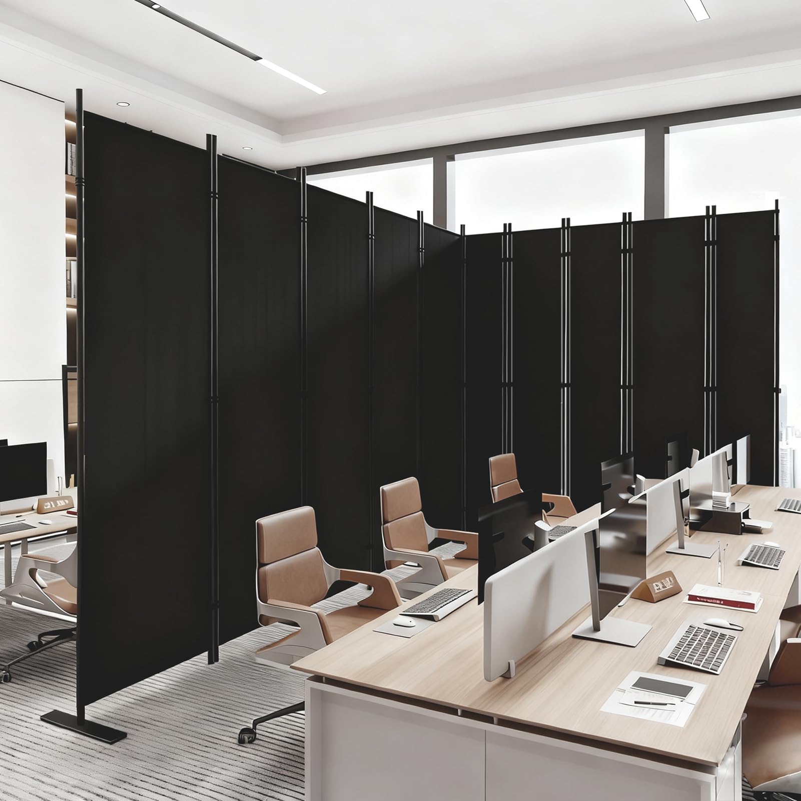 Photo 1 of C-Hopetree 10 Panels Room Divider, 6 Ft Tall Indoor Folding Privacy Screen, Portable Partition Separator, Freestanding Separation Temporary Wall for Office, Bedroom, 197" W X 71" H, Black