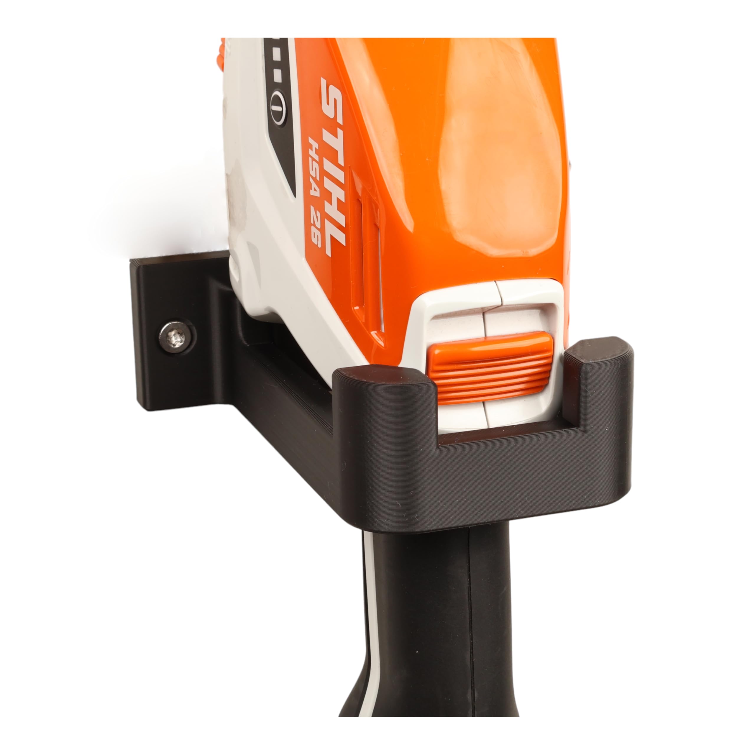 Halterung passend für STIHL HSA 26 Strauchschere Wandhalterung Gerätehalterung Zubehör Befestigung Wandhalter (Orange)
