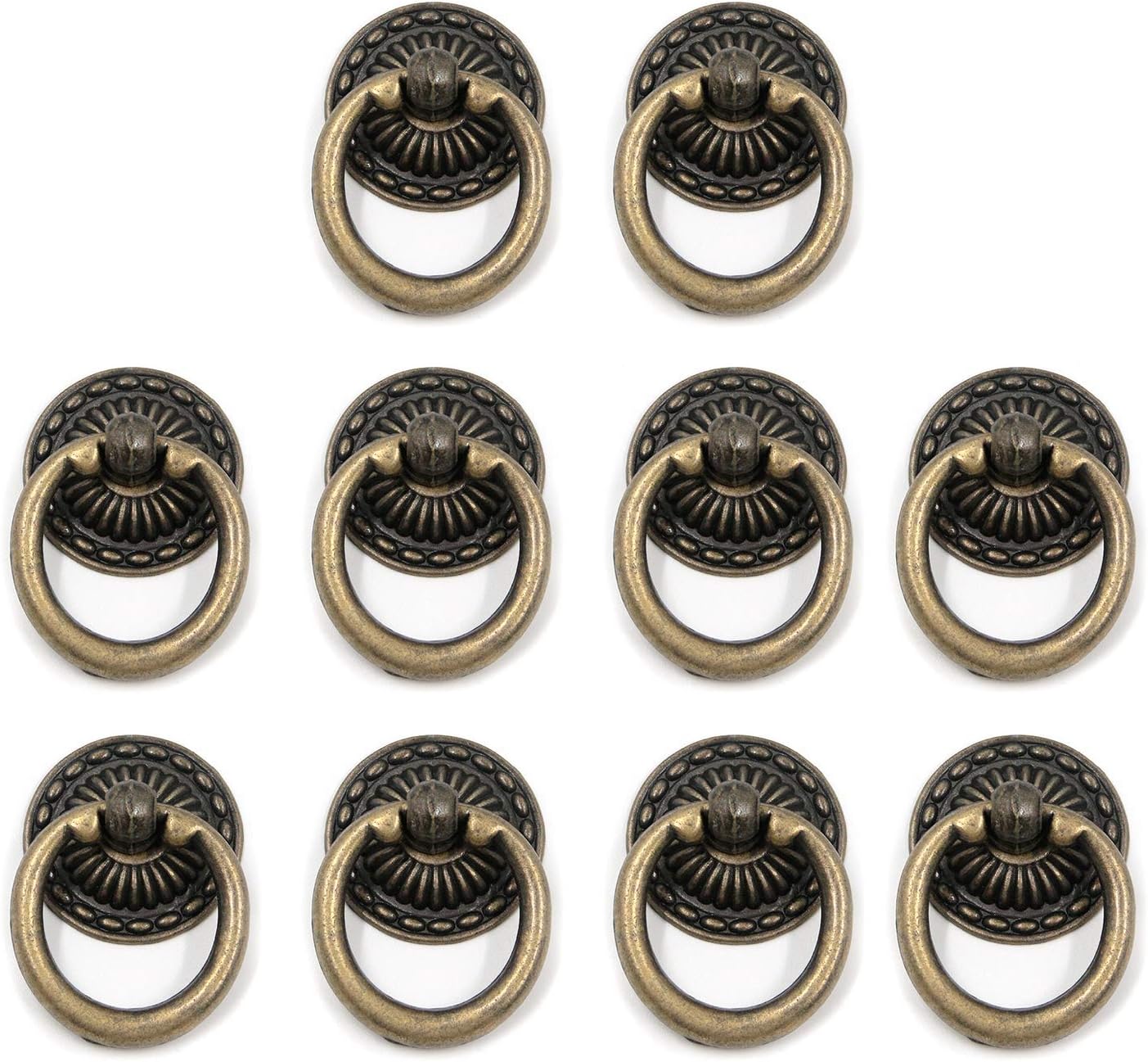 Antique Bronze Knobs Pulls Handles Hardware Furniture Drawer Pull Ring Dresser Cabinet Ring Pulls with Screws Pack of 10