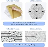 Vista 3 de Paquete de 12 paneles acústicos autoadhesivos, 14" X 12" X 0.4" acolchado de alta densidad a prueba de sonido, aislamiento hexagonal a prueba