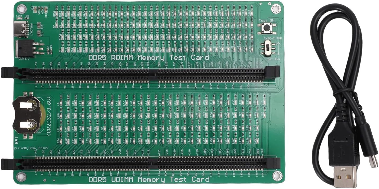 DDR5 Memory Tester, DDR5UDMM DDR5RDIMM Tester Card with LED Light, for Fixing Desktop and Server Computers