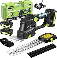 Saker 20V Cordless Hedge Trimmer & Grass Shears - 2 Batteries, Adjustable Head, 1200RPM, 2-in-1 for Lawn Garden Trimming