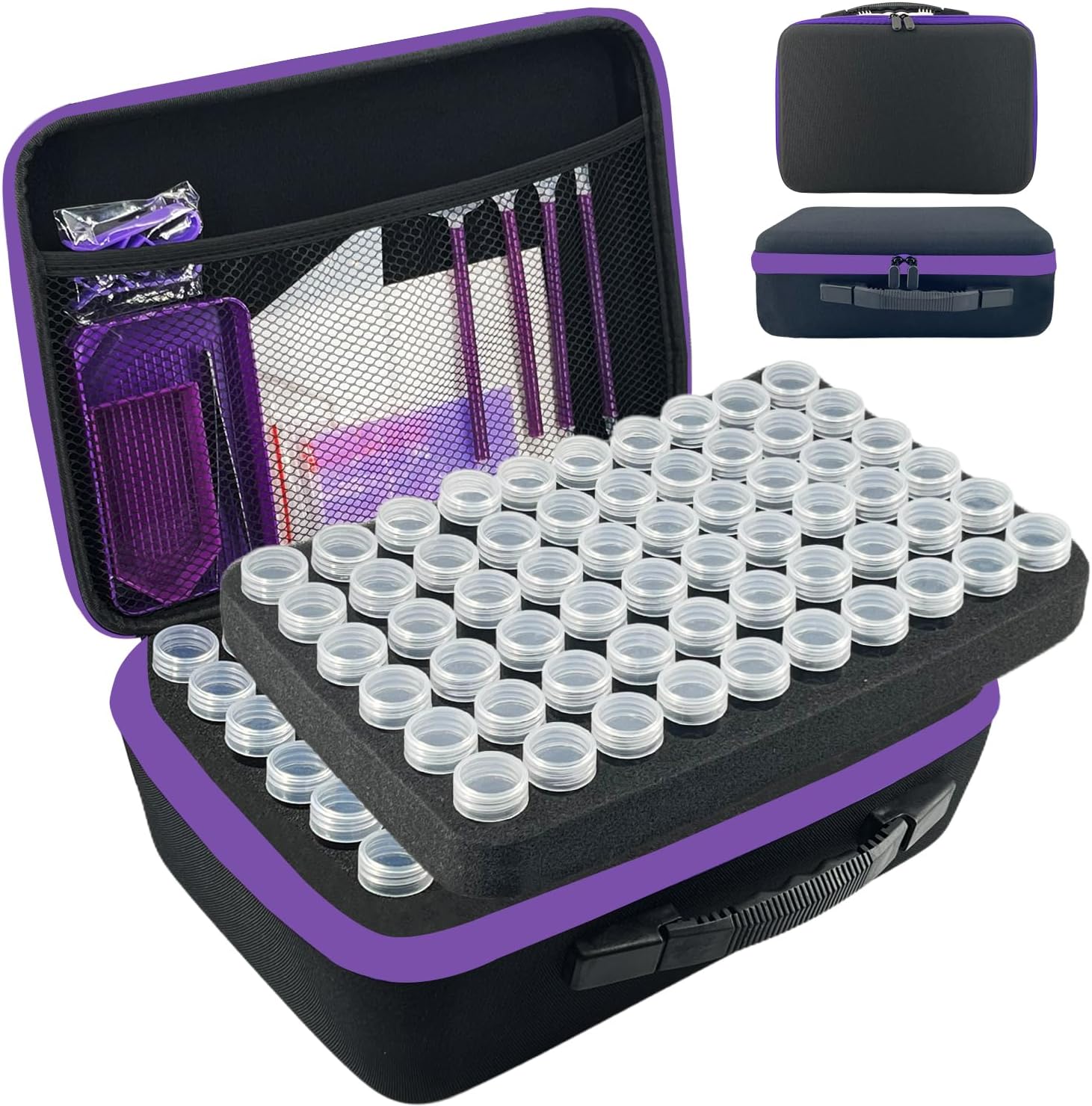 Diamond Painting Storage Containers, 120 Slots Diamond Art Accessories and Tools Kits Storage Box(Black)