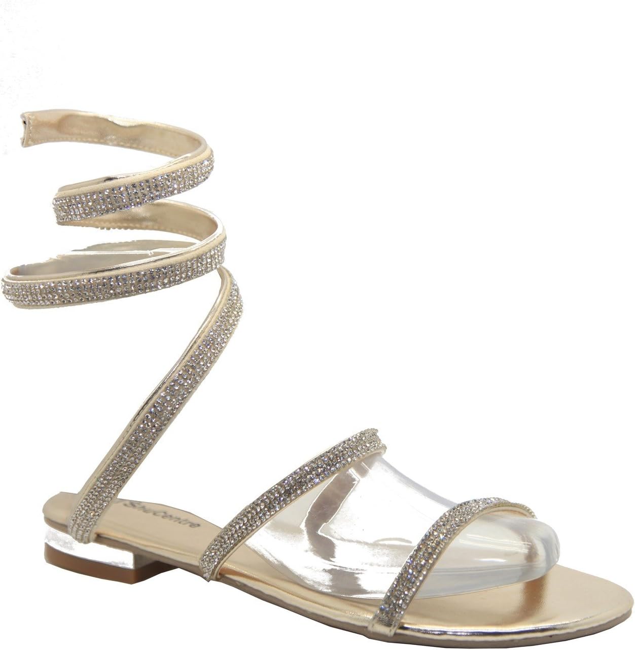 Ladies Black/Silver Party Sparkly Evening Wedding Ankle Strap Shoes Flat Heel Sandals