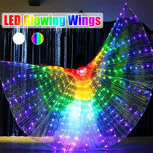 Miniatura 8 de CALIDAKA Alas LED Isis alas LED de danza del vientre alas LED de Isis alas de mariposa LED alas de ángel brillantes LED con palo telescópico para