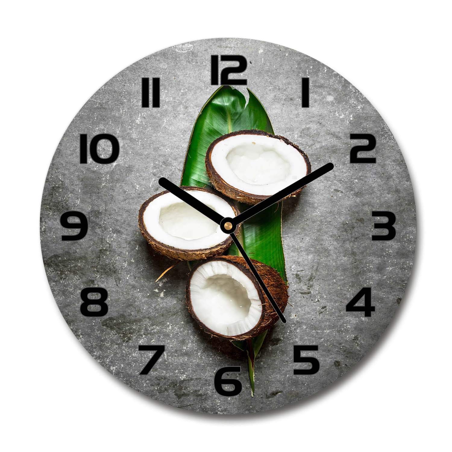 Horloge en verre 60x60cm Tulup silencieuse salon motif noix de coco