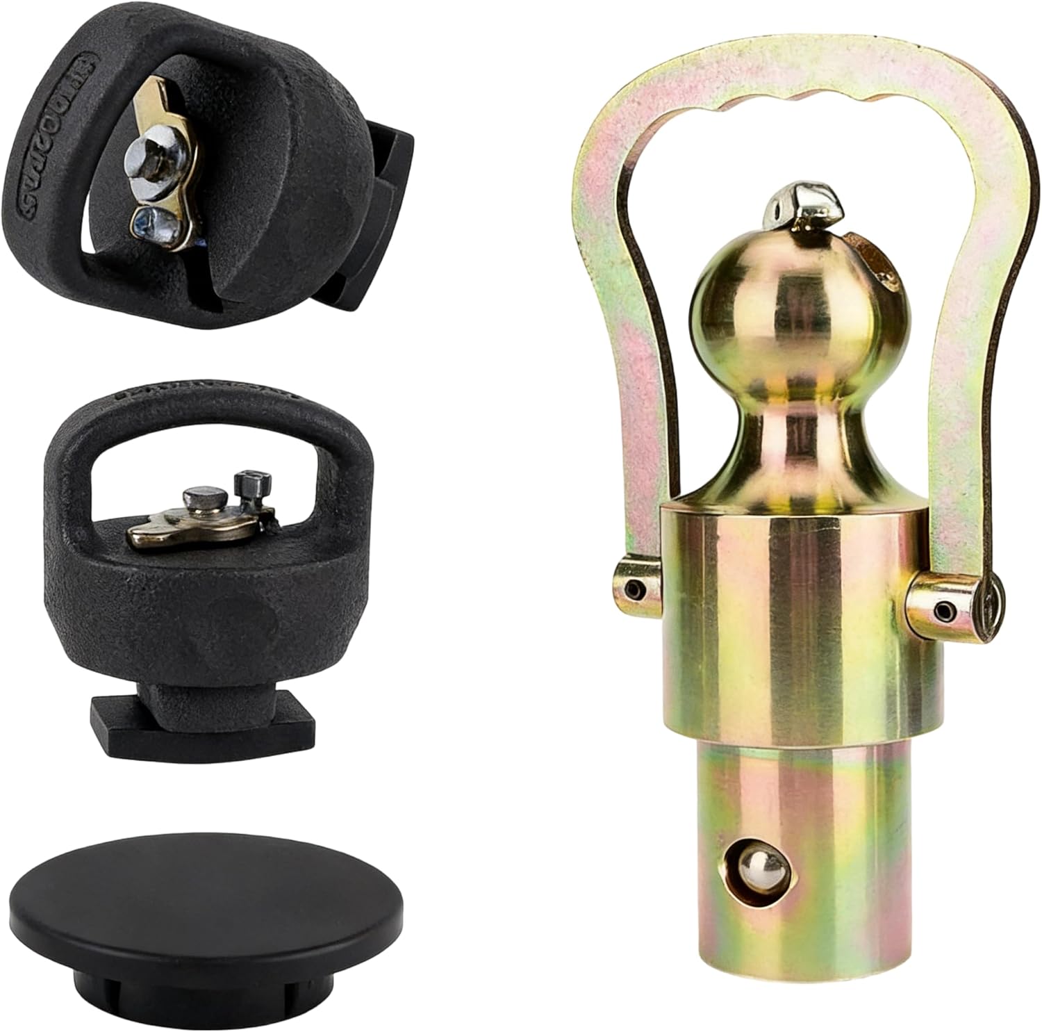 GNXA2061 Puck System Gooseneck Hitch Ball 2-5/16 Inch Ball & Safety Chain Anchors Compatible with Ford F250 F350 F450 Nissan Titan XD Trucks GMC Sierra Chevrolet Chevy Silverado 2500/3500 HD