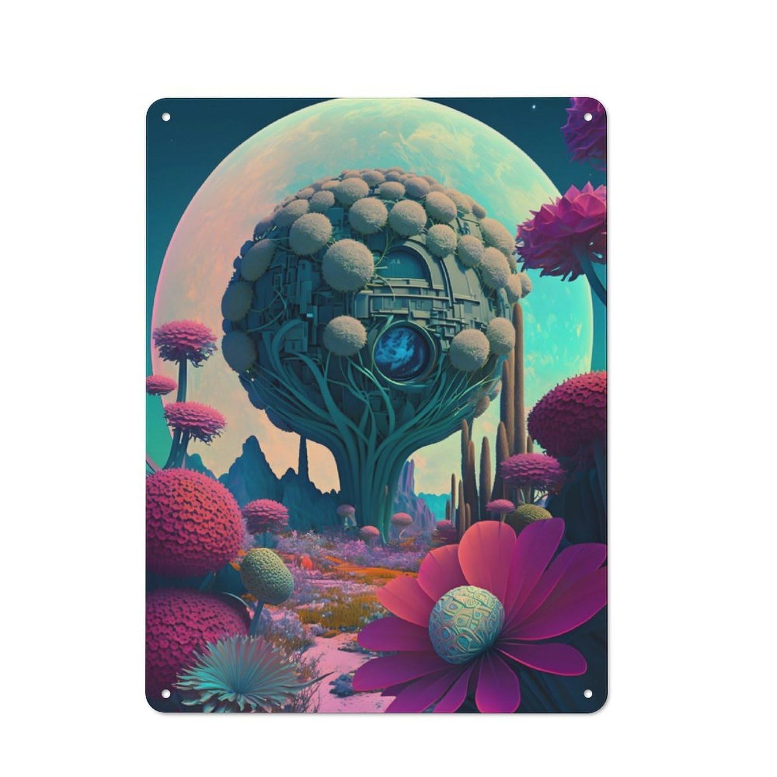 Junmoney A Wonderful New Planet Retro Tin Wall Plaque 40X30cm Featuring For Pub Or Café, New-Space Wall Decor For Pub Decor Enthusiasts