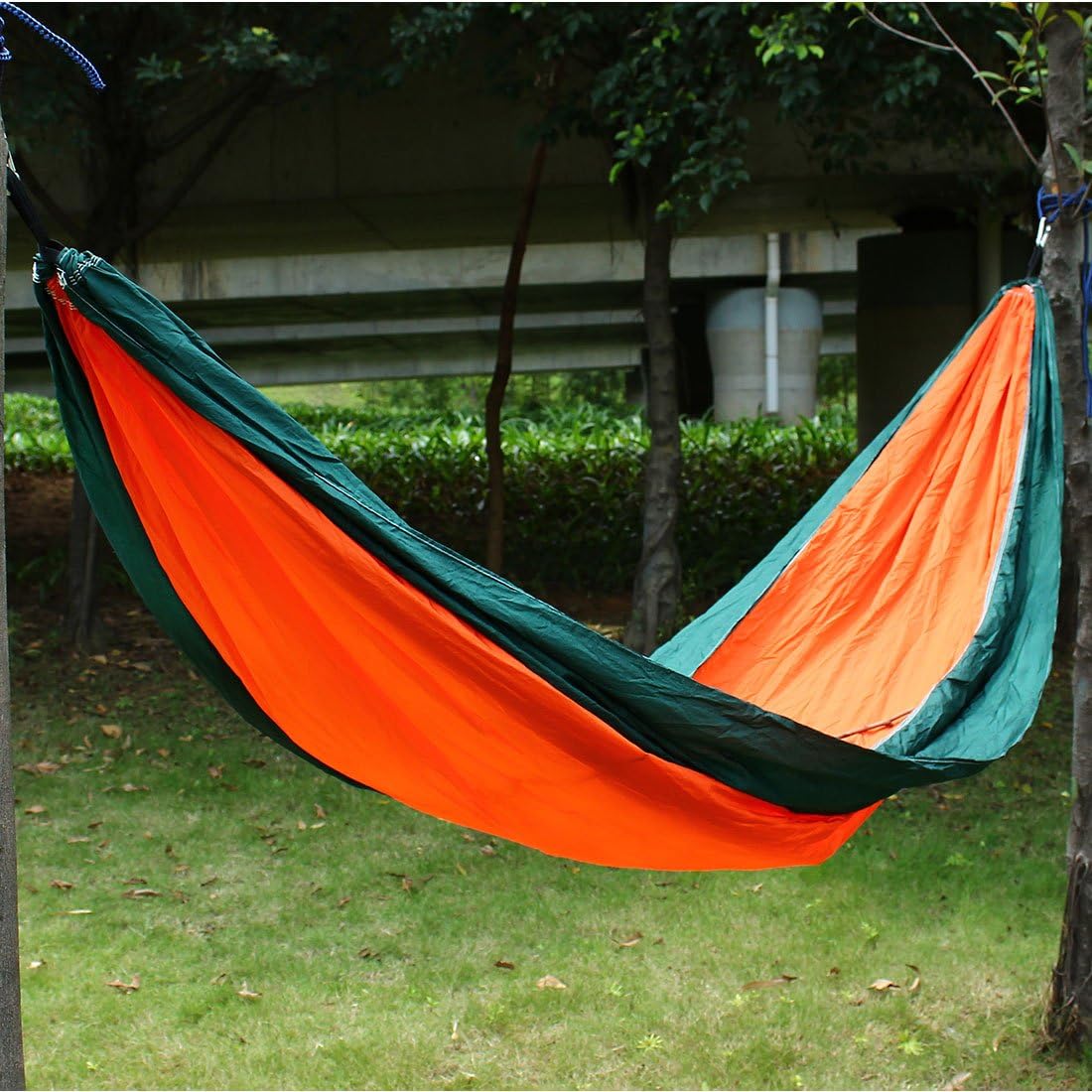 Travel Beach, Yard Household, Courtyard Nylon, Double Nest Swing, Sleeping Bed, Lightweight, Parachute Portable Hanging, Hammock with, Carabiners Orange (id: 14f 253 a8e 5de d87