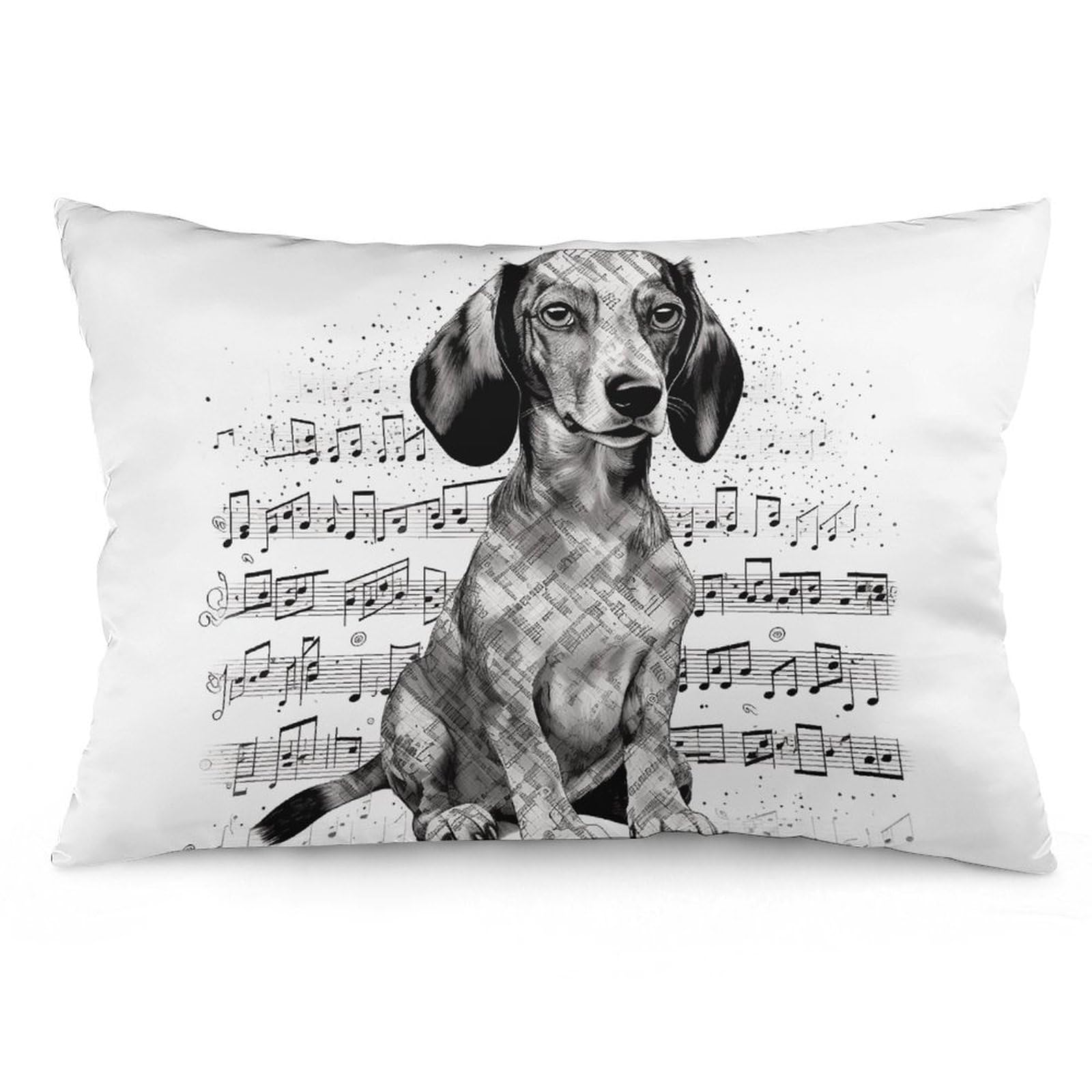 NTVOWPZO 2 Pack Decoration Throw Pillow Covers 16 "x24 Pillowcases Covers Dachshund Music Notes Pillowcases Modern Farmhouse Home Decor Sofa Cushions Covers for Couch Bed Living Room