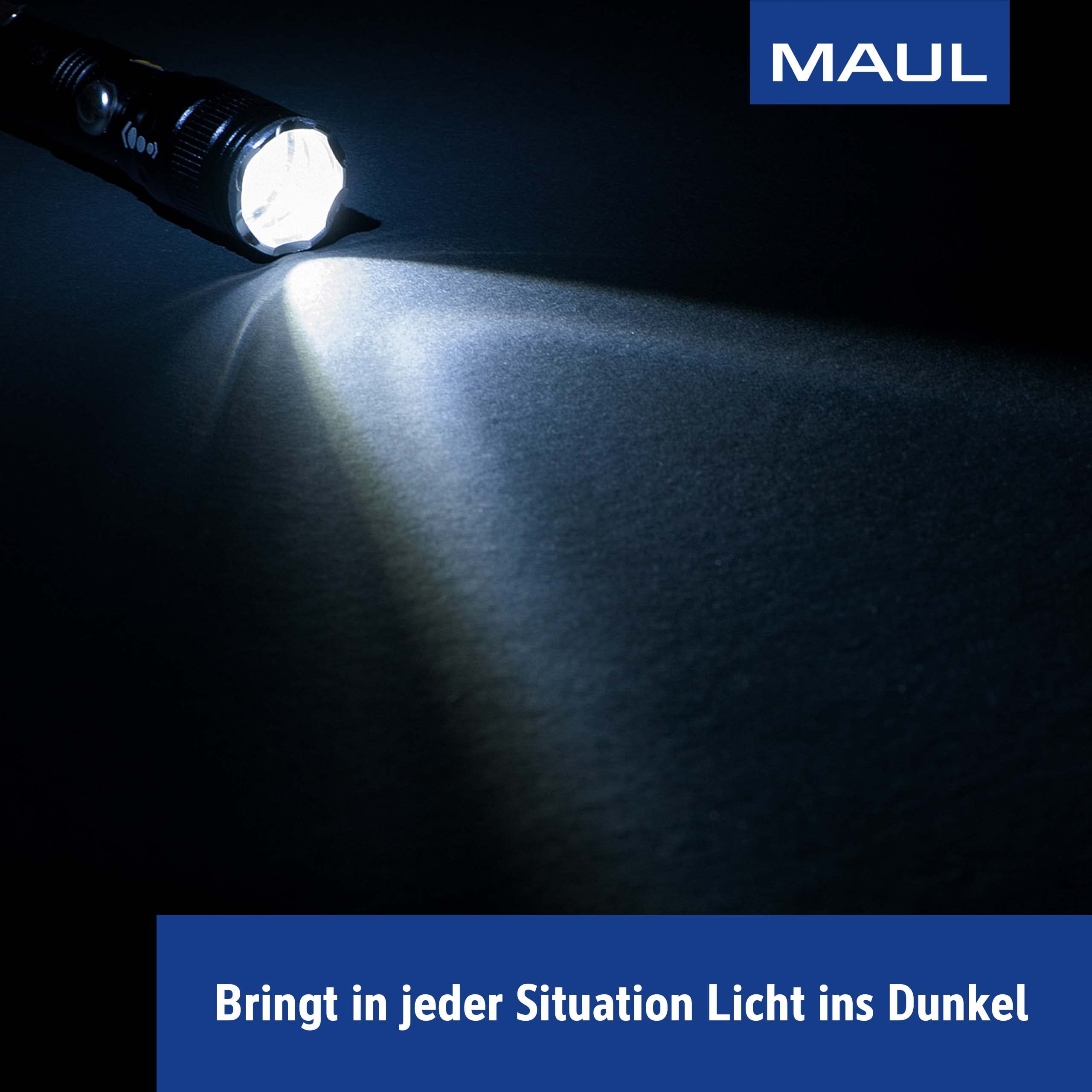 Maul Torcia LED MAULkronos S – Torcia LED per uso semiprofessionale – Torcia luminosa con lunga durata e protezione dagli spruzzi d'acqua (IPX4) – Nero