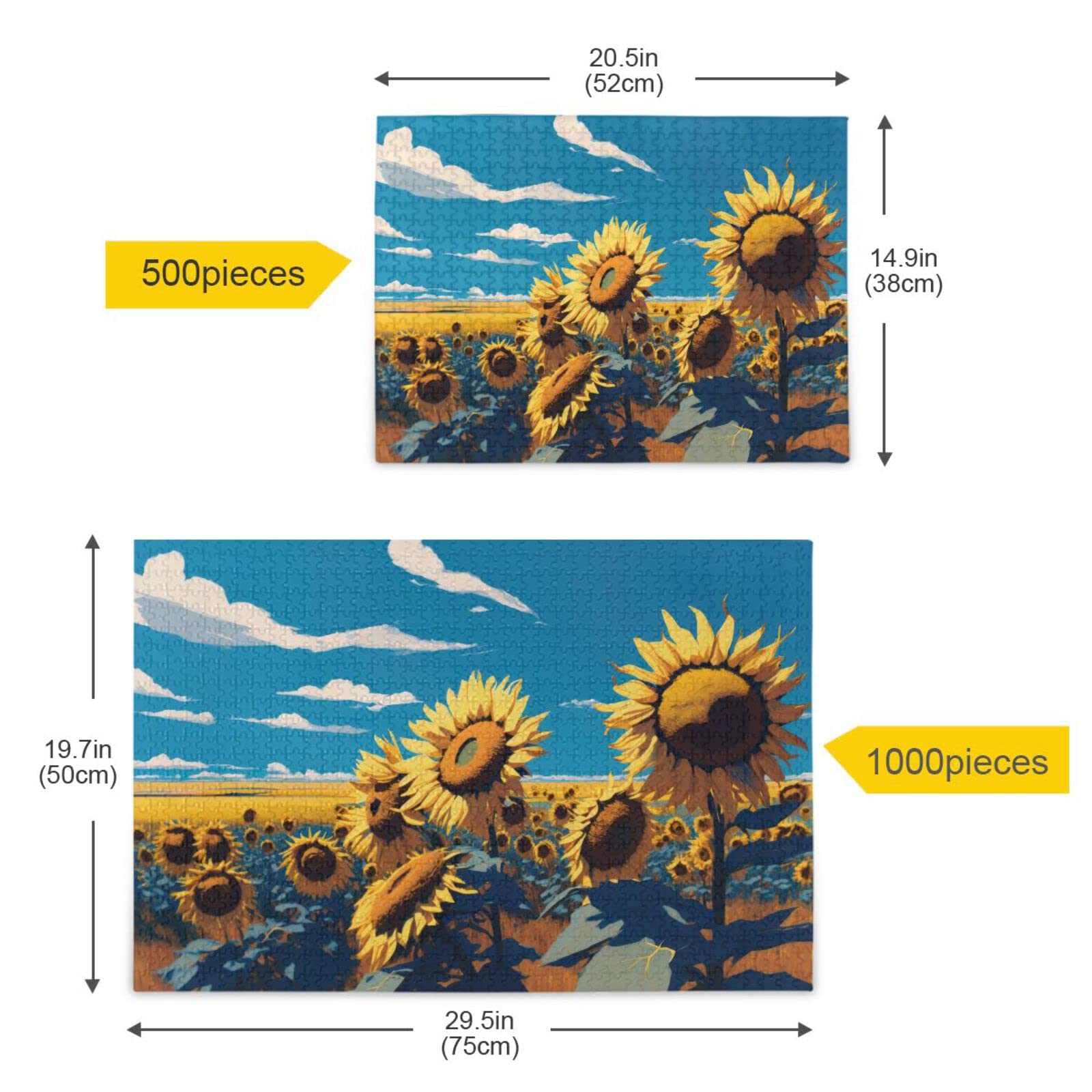 ZENWAWA Jigsaw Puzzle Sunshine Sunflower Print, Paper Wood